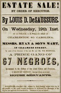 Flyer announcing slaves for sale